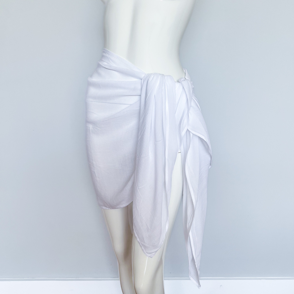 AQUA Swim Short Sarong Wrap Skirt Swim Cover-Up Pareo One Size White